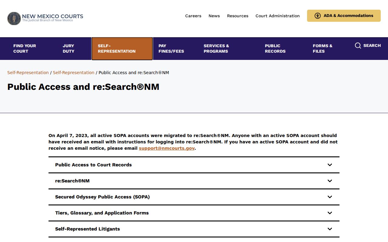 New Mexico Courts Case Lookup and SOPA research route