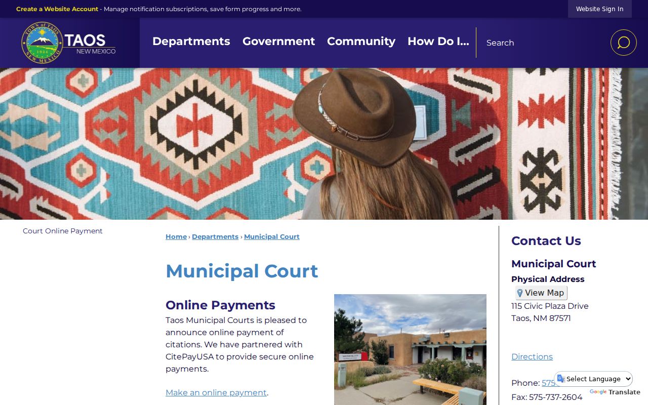 Taos County municipal court contact and warrant records