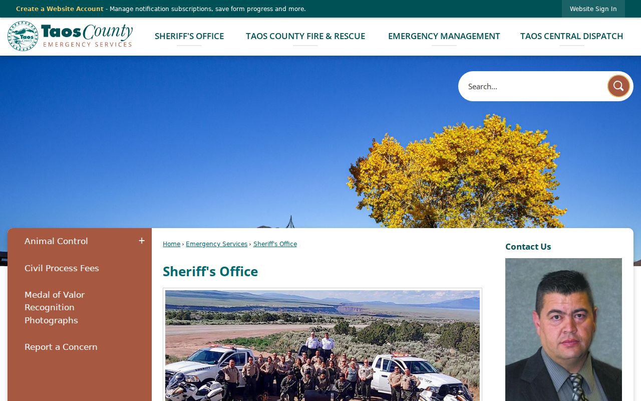 Taos County Sheriff's Office contact for warrant records